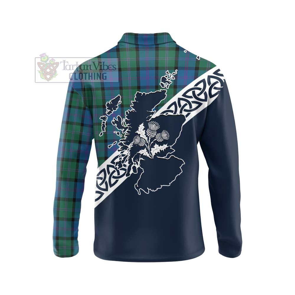 MacThomas (McThomas) Tartan Long Sleeve Polo Shirt Featuring Thistle and Scotland Map - Tartan Vibes Clothing