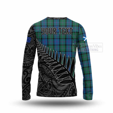 Tartan Vibes Clothing MacThomas (McThomas) Crest Tartan Long Sleeve T-Shirt with New Zealand Silver Fern Half Style