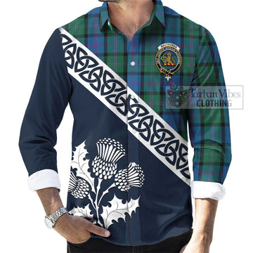 MacThomas (McThomas) Tartan Long Sleeve Button Shirt Featuring Thistle and Scotland Map Men's Shirt - Tartan Vibes Clothing