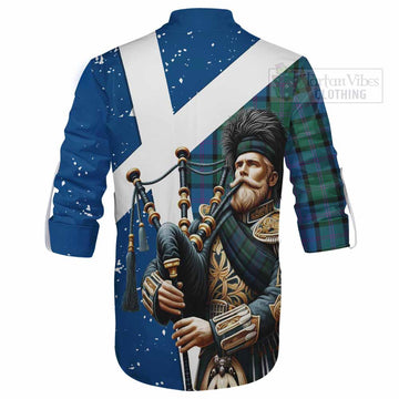 MacThomas (McThomas) Tartan Ghillie Kilt Shirt with Family Crest Scottish Bagpiper Vibes - Tartan Vibes Clothing