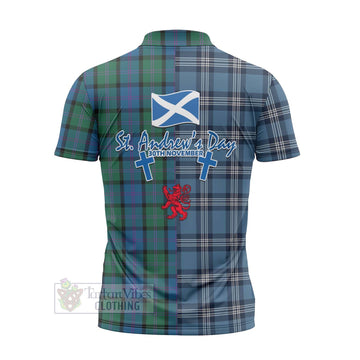 MacThomas (McThomas) Tartan Zipper Polo Shirt Happy St. Andrew's Day Half Tartan Style - Tartan Vibes Clothing