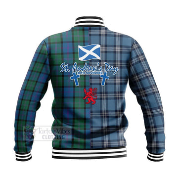 MacThomas (McThomas) Tartan Baseball Jacket Happy St. Andrew's Day Half Tartan Style - Tartan Vibes Clothing