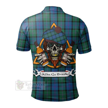 MacThomas (McThomas) Tartan Polo Shirt with Family Crest and Bearded Skull Holding Bottles of Whiskey - Tartan Vibes Clothing