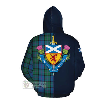 MacThomas (McThomas) Tartan Cotton Hoodie Alba with Scottish Lion Royal Arm Half Style Pullover Hoodie - Tartan Vibes Clothing