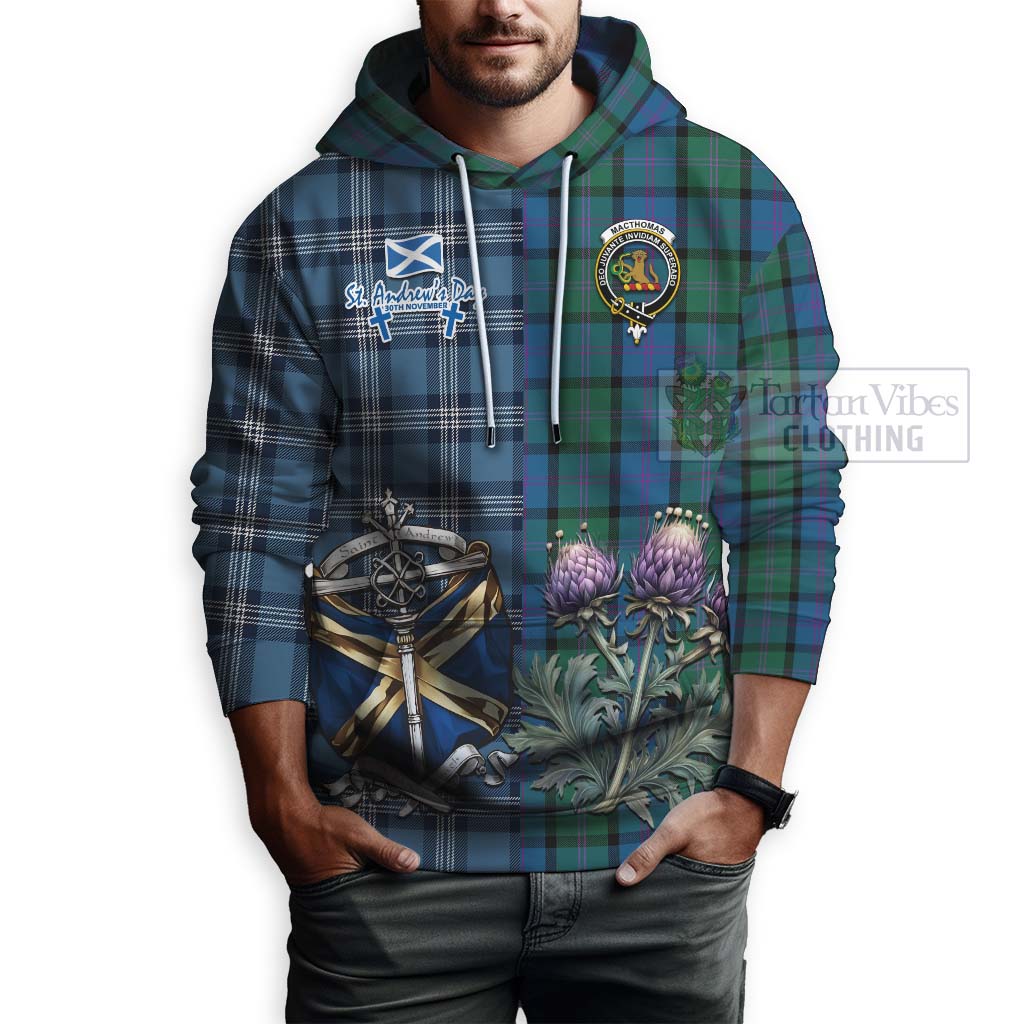 MacThomas (McThomas) Tartan Hoodie Happy St. Andrew's Day Half Tartan Style - Tartan Vibes Clothing
