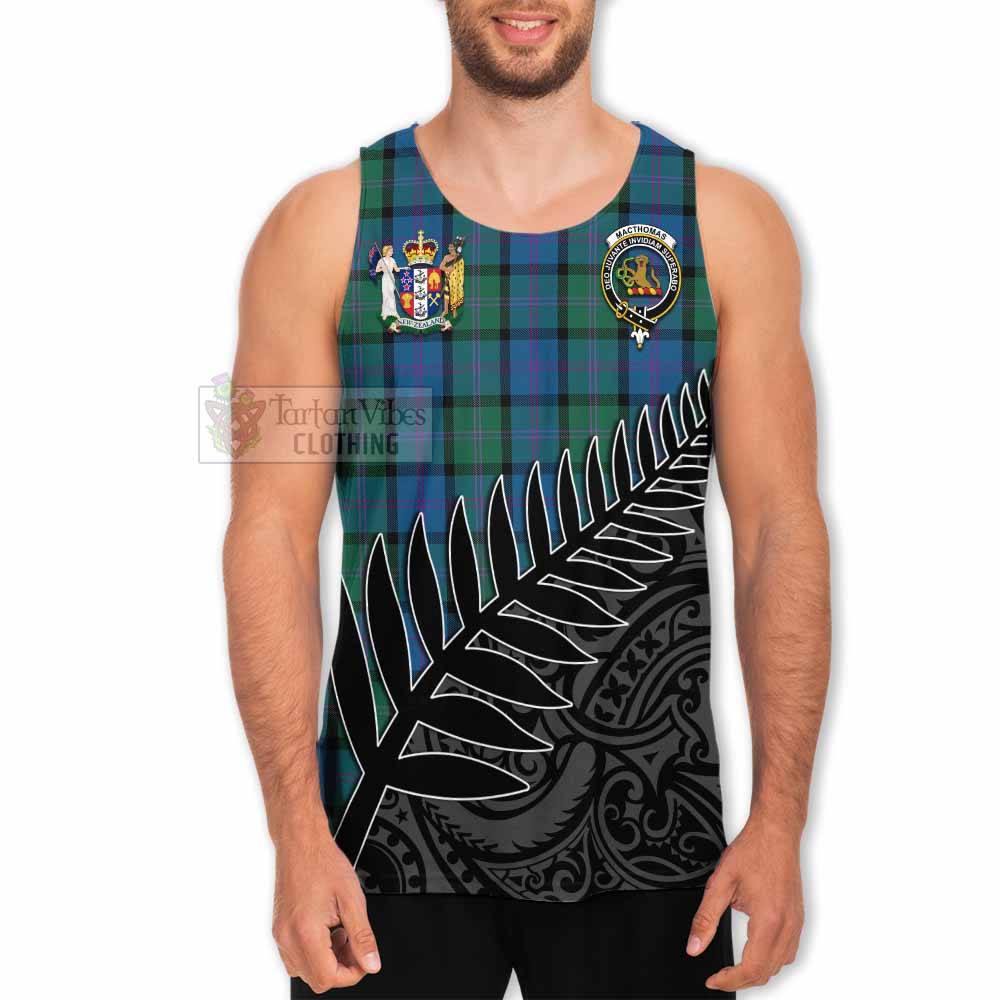 MacThomas (McThomas) Crest Tartan Men's Tank Top with New Zealand Silver Fern Half Style - Tartan Vibes Clothing