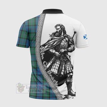 MacThomas (McThomas) Tartan Clan Crest Zipper Polo Shirt with Highlander Warrior Celtic Style - Tartan Vibes Clothing
