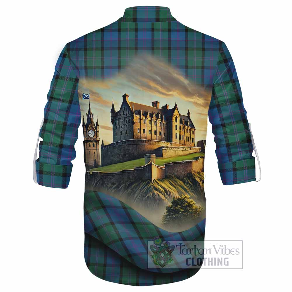MacThomas (McThomas) Tartan Family Crest Ghillie Kilt Shirt with Scottish Ancient Castle Style - Tartan Vibes Clothing