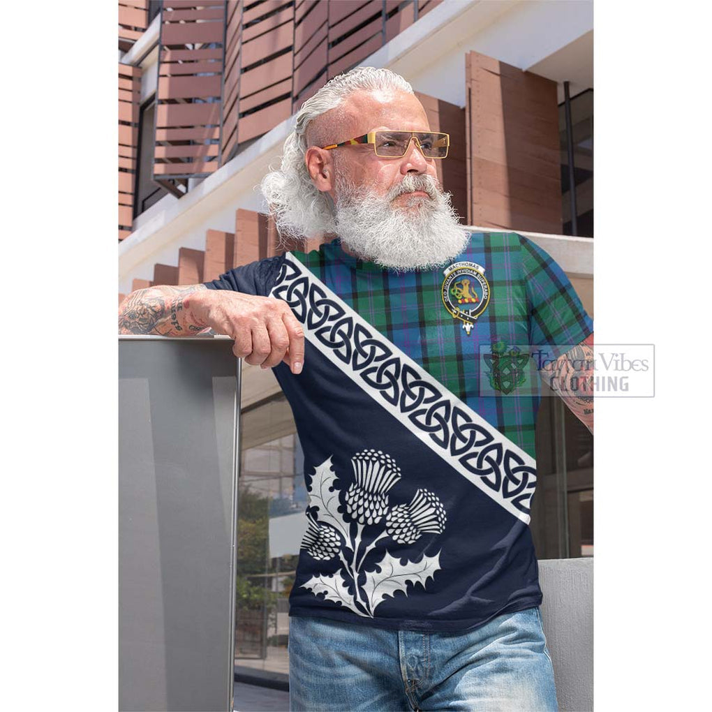 MacThomas (McThomas) Tartan Cotton T-shirt Featuring Thistle and Scotland Map Men's Shirt - Tartan Vibes Clothing