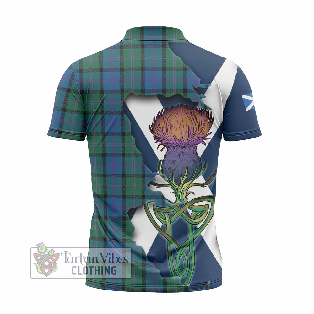 MacThomas (McThomas) Tartan Family Crest Zipper Polo Shirt Scottish Thistle Celtic Inspired - Tartan Vibes Clothing