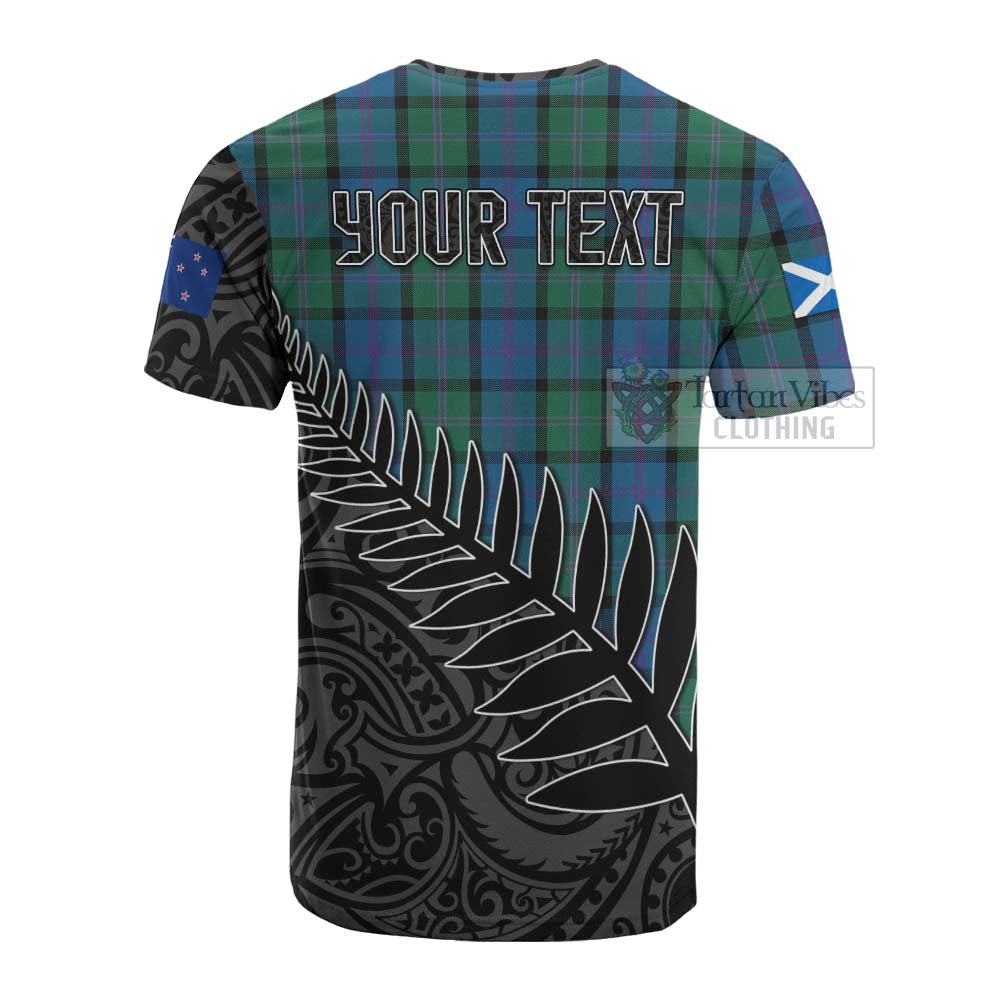 Tartan Vibes Clothing MacThomas (McThomas) Crest Tartan Cotton T-shirt with New Zealand Silver Fern Half Style