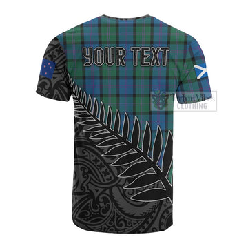 Tartan Vibes Clothing MacThomas (McThomas) Crest Tartan Cotton T-shirt with New Zealand Silver Fern Half Style