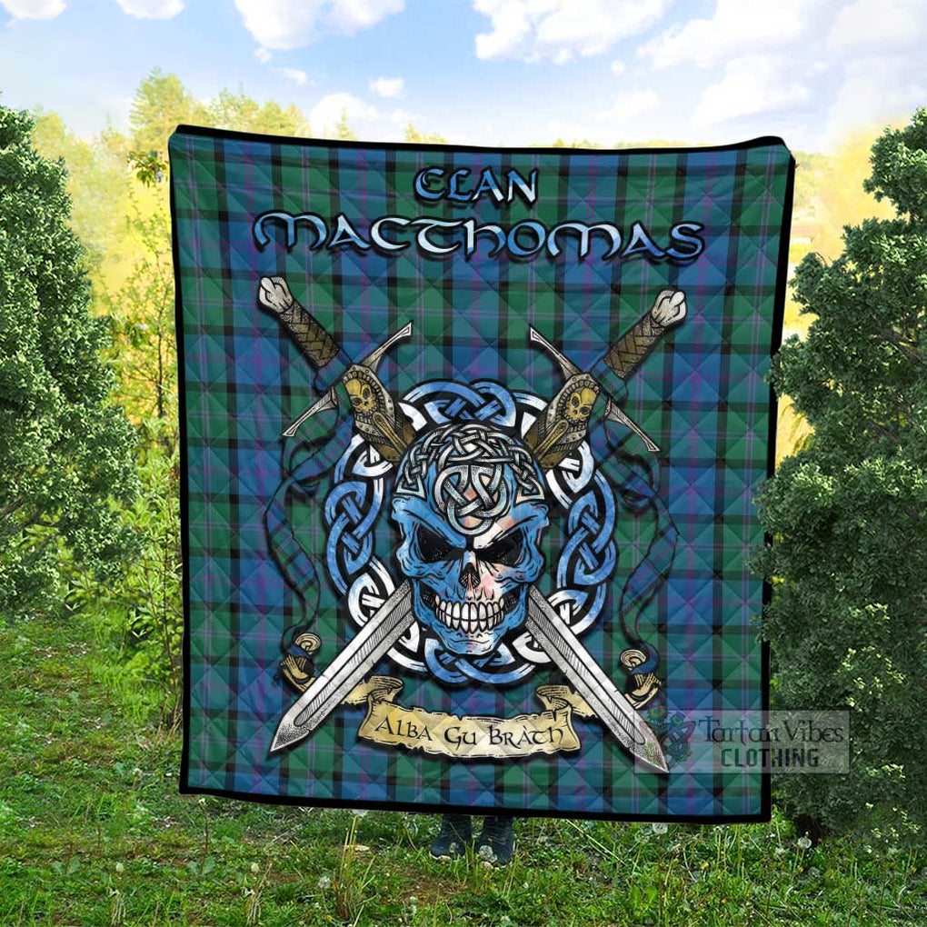 MacThomas (McThomas) Tartan Quilt with Celtic Skull Alba Gu Brath Style - Tartan Vibes Clothing