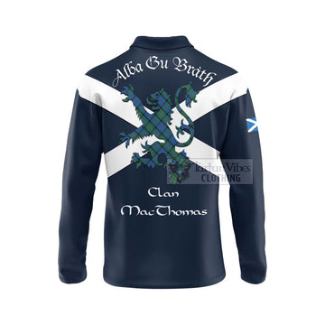 MacThomas (McThomas) Tartan Lion Rampant Long Sleeve Polo Shirt Proudly Display Your Heritage with Alba Gu Brath and Clan Name - Tartan Vibes Clothing