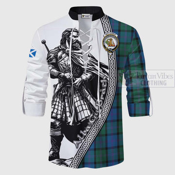 MacThomas (McThomas) Tartan Clan Crest Ghillie Kilt Shirt with Highlander Warrior Celtic Style - Tartan Vibes Clothing