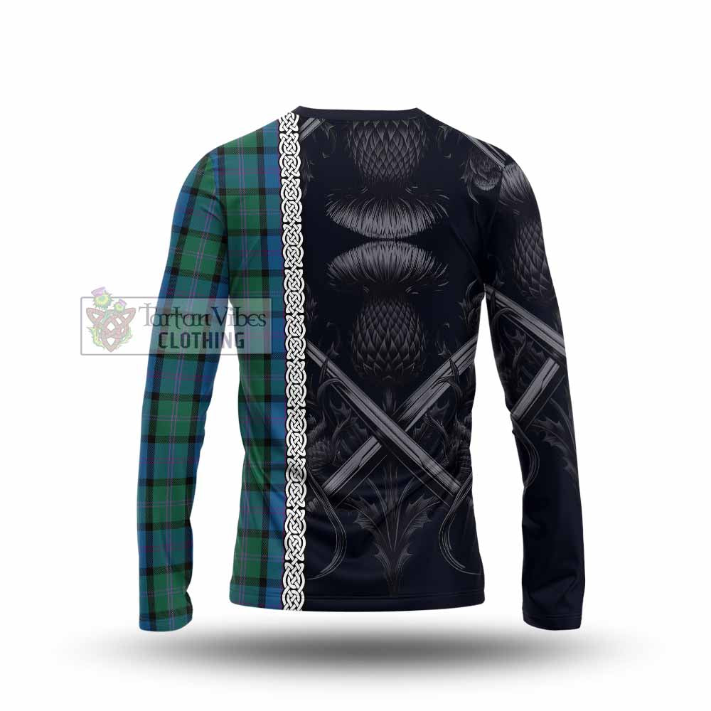 MacThomas (McThomas) Tartan Long Sleeve T-Shirt with Family Crest Cross Sword Thistle Celtic Vibes - Tartan Vibes Clothing