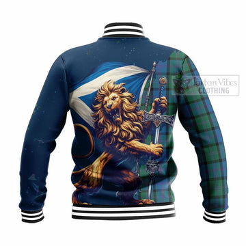 MacThomas (McThomas) Tartan Family Crest Baseball Jacket with Scottish Majestic Lion - Tartan Vibes Clothing
