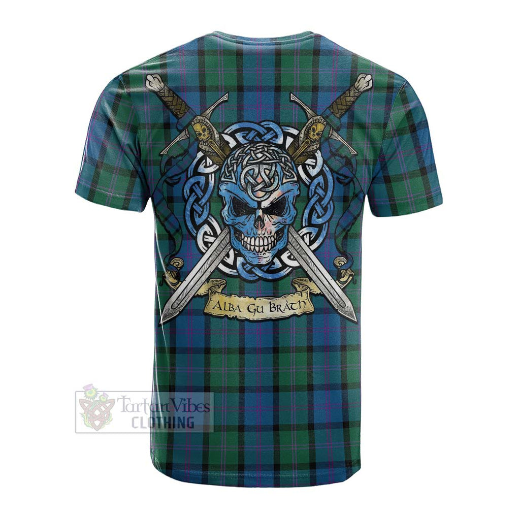 MacThomas (McThomas) Tartan Cotton T-shirt with Family Crest Celtic Skull Style Men's Shirt - Tartan Vibes Clothing