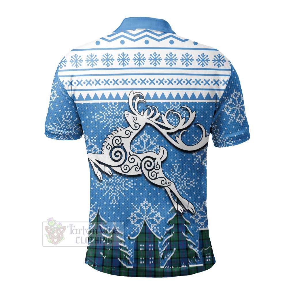 Tartan Vibes Clothing MacThomas (McThomas) Clan Christmas Polo Shirt Celtic Reindeer Style