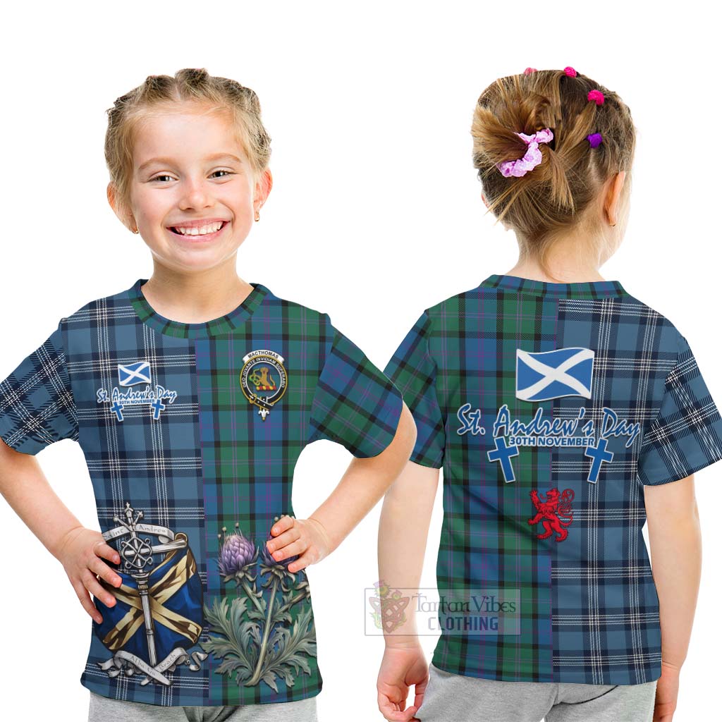 MacThomas (McThomas) Tartan Kid T-Shirt Happy St. Andrew's Day Half Tartan Style - Tartan Vibes Clothing