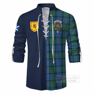 MacThomas (McThomas) Tartan Ghillie Kilt Shirt Alba with Scottish Lion Royal Arm Half Style - Tartan Vibes Clothing