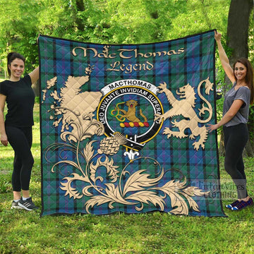 Tartan Vibes Clothing MacThomas (McThomas) Tartan Quilt with Family Crest and Scottish Symbol Style