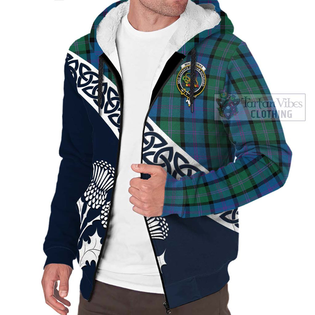 MacThomas (McThomas) Tartan Sherpa Hoodie Featuring Thistle and Scotland Map - Tartan Vibes Clothing