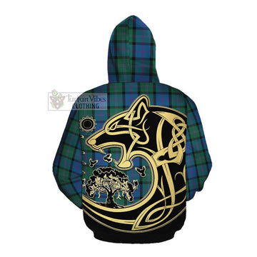 MacThomas (McThomas) Tartan Cotton Hoodie with Family Crest Celtic Wolf Style Pullover Hoodie - Tartan Vibes Clothing