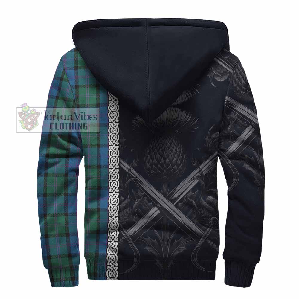 MacThomas (McThomas) Tartan Sherpa Hoodie with Family Crest Cross Sword Thistle Celtic Vibes - Tartan Vibes Clothing