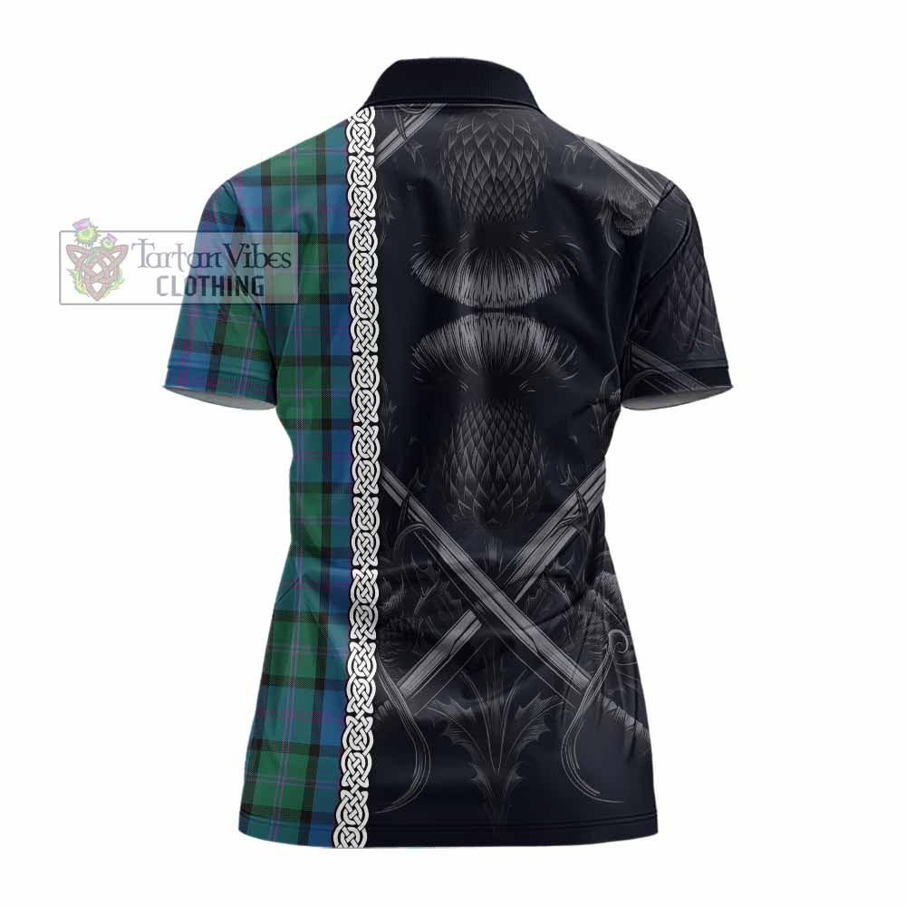 MacThomas (McThomas) Tartan Women's Polo Shirt with Family Crest Cross Sword Thistle Celtic Vibes - Tartan Vibes Clothing