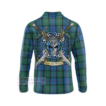 MacThomas (McThomas) Tartan Long Sleeve Polo Shirt with Family Crest Celtic Skull Style - Tartan Vibes Clothing