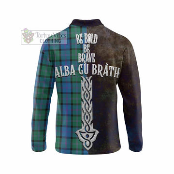 MacThomas (McThomas) Tartan Family Crest Long Sleeve Polo Shirt Alba Gu Brath Be Brave Lion Ancient Style - Tartan Vibes Clothing