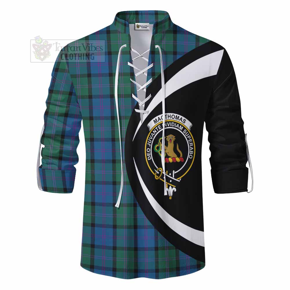 MacThomas (McThomas) Tartan Ghillie Kilt Shirt with Family Crest Circle Style - Tartan Vibes Clothing