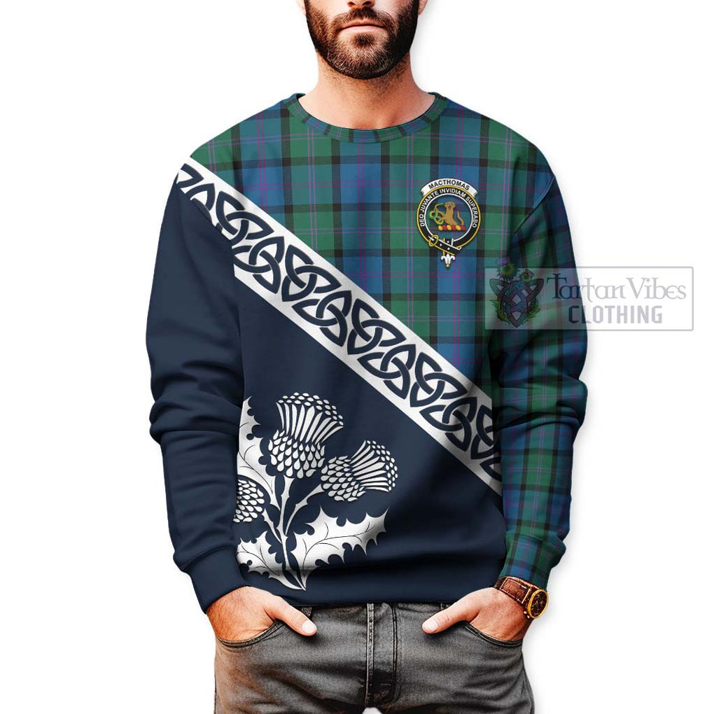 MacThomas (McThomas) Tartan Sweatshirt Featuring Thistle and Scotland Map - Tartan Vibes Clothing