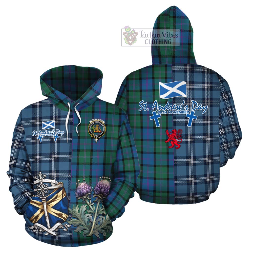 MacThomas (McThomas) Tartan Cotton Hoodie Happy St. Andrew's Day Half Tartan Style Zip Hoodie - Tartan Vibes Clothing