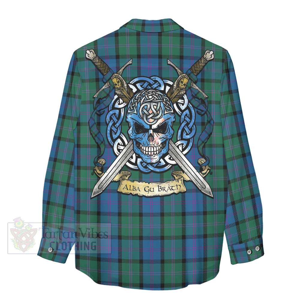 MacThomas (McThomas) Tartan Women's Casual Shirt with Family Crest Celtic Skull Style - Tartan Vibes Clothing