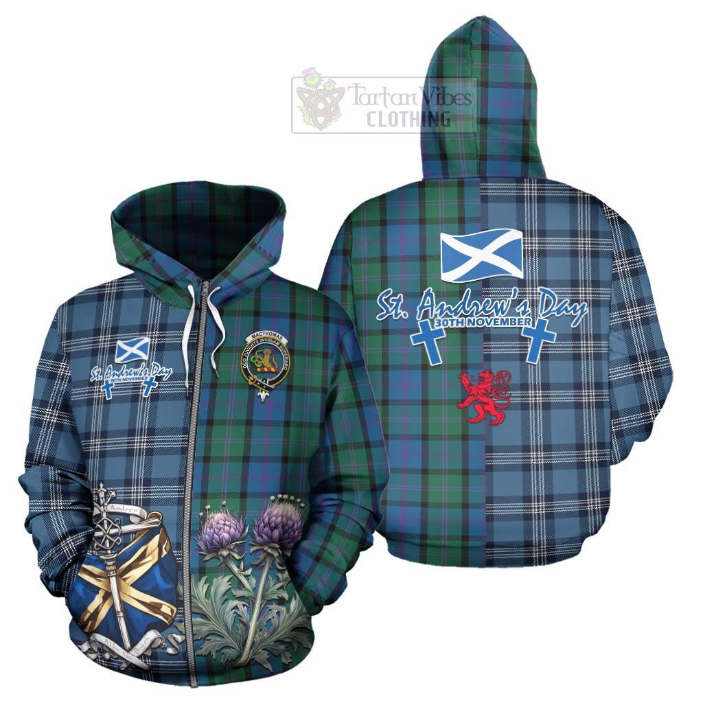 MacThomas (McThomas) Tartan Hoodie Happy St. Andrew's Day Half Tartan Style - Tartan Vibes Clothing