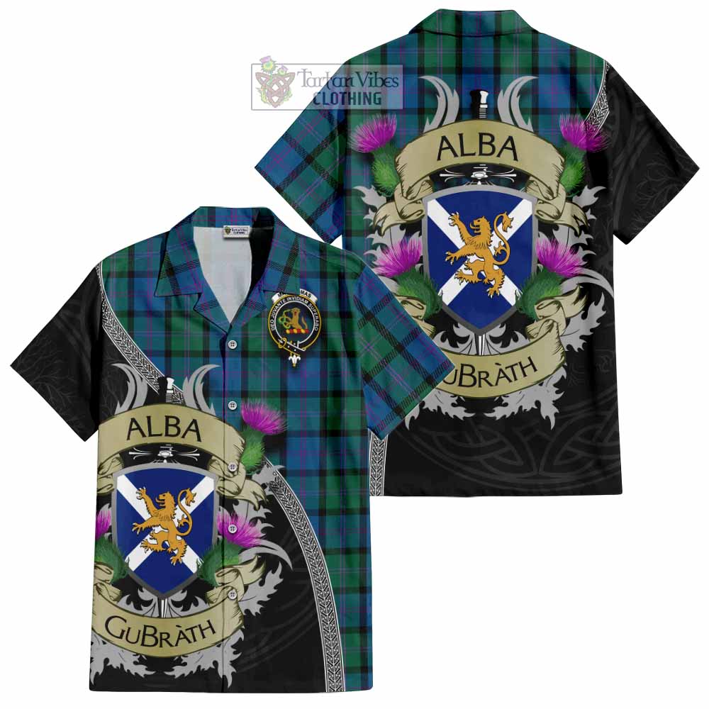 MacThomas (McThomas) Tartan Family Crest Hawaiian Shirt Lion Rampant Royal Thistle Shield Celtic Inspired - Tartan Vibes Clothing