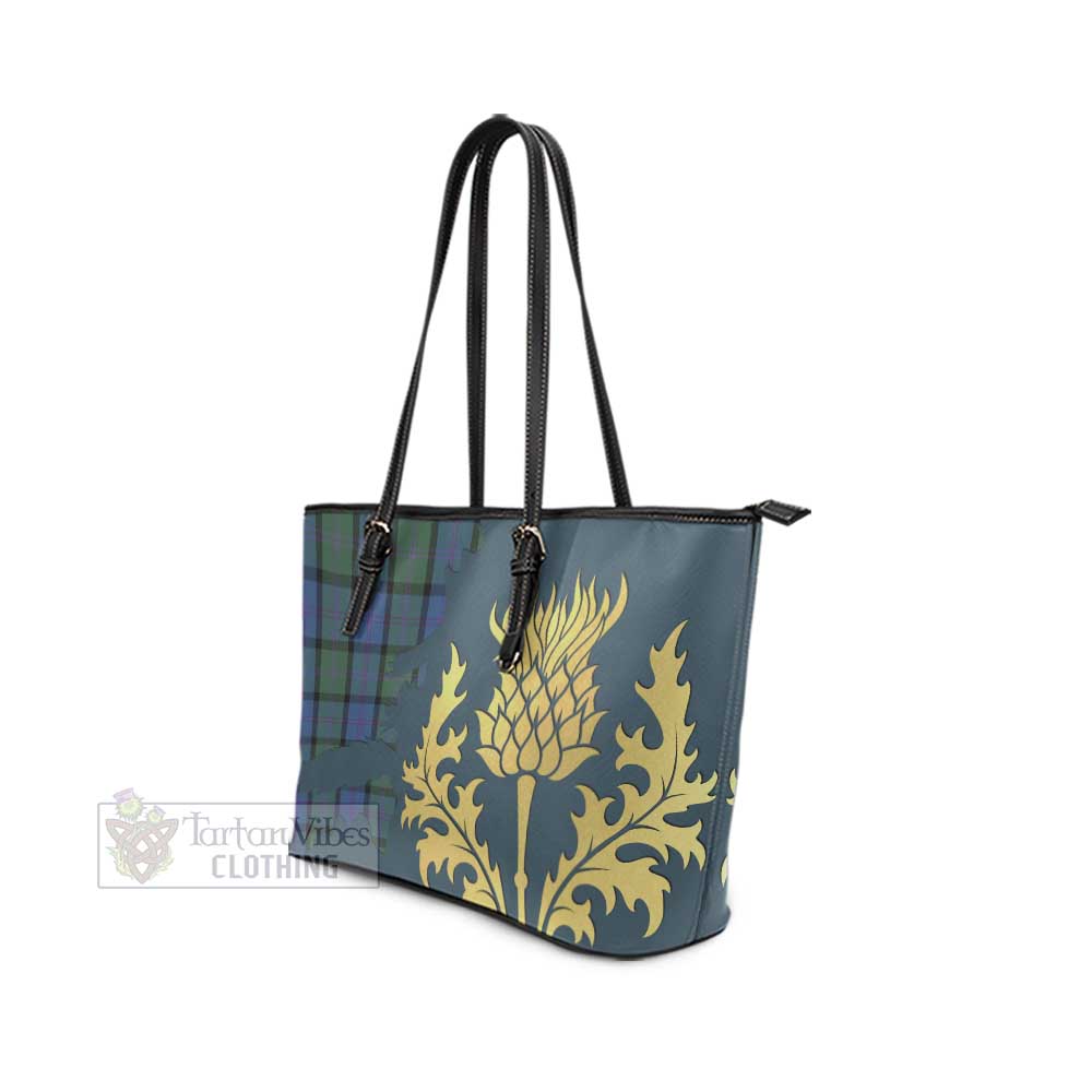 MacThomas (McThomas) Tartan Leather Tote Bag Gold Thistle Style - Tartan Vibes Clothing