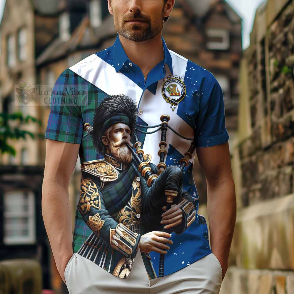 MacThomas (McThomas) Tartan Hawaiian Shirt with Family Crest Scottish Bagpiper Vibes - Tartan Vibes Clothing