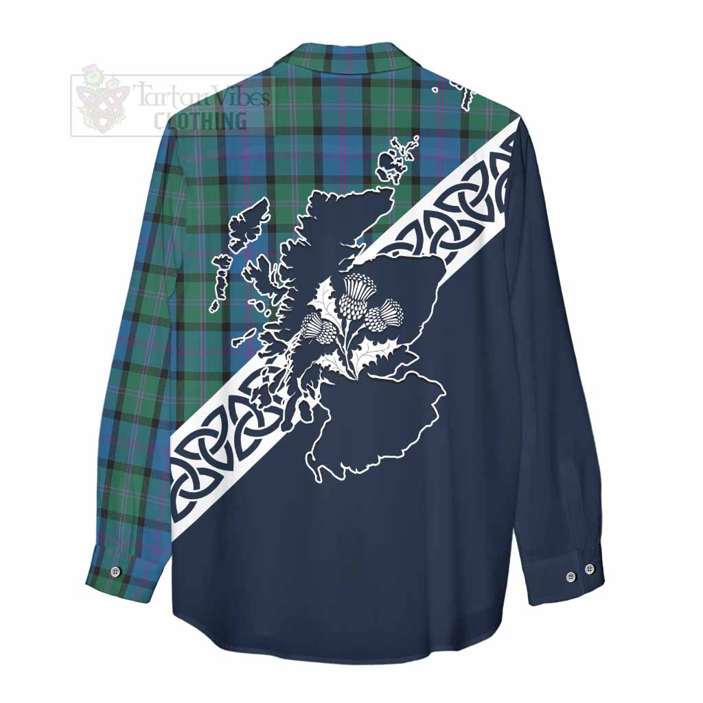 MacThomas (McThomas) Tartan Women's Casual Shirt Featuring Thistle and Scotland Map - Tartan Vibes Clothing