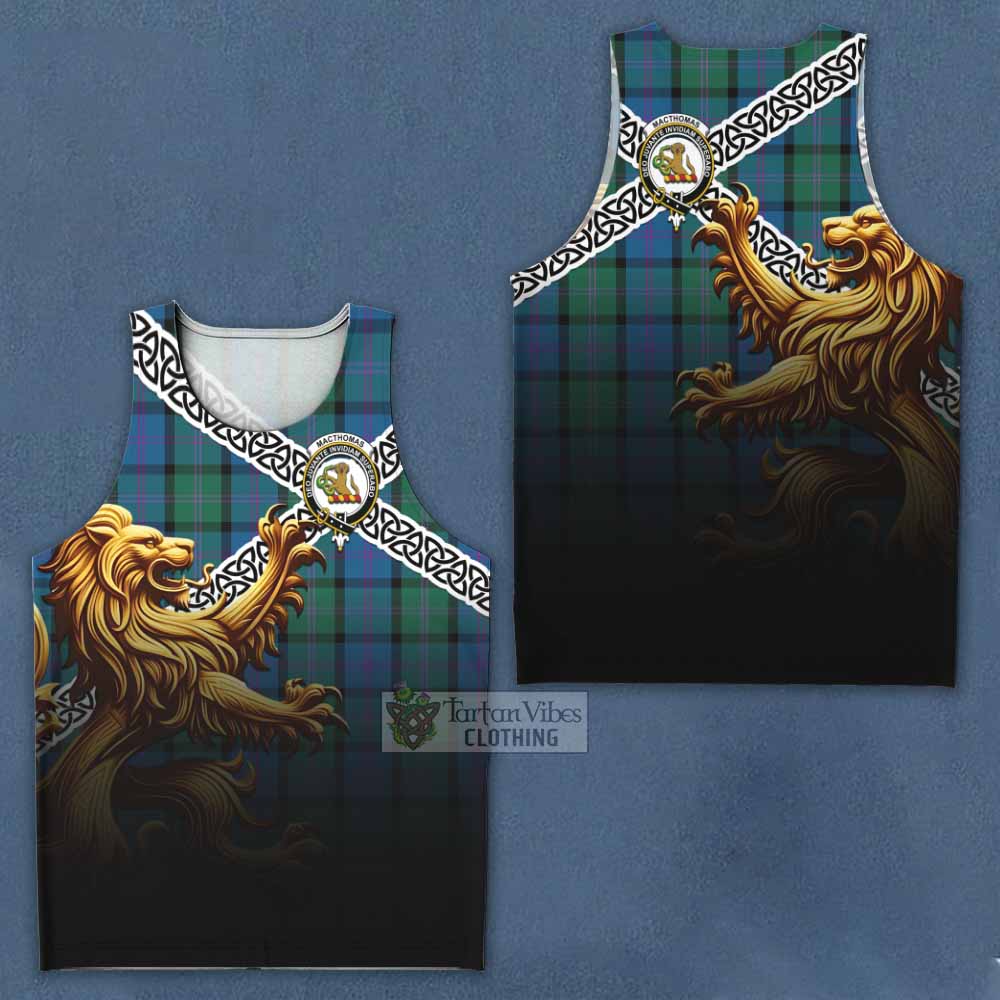 MacThomas (McThomas) Crest Tartan Men's Tank Top with Golden Lion Emblem Celtic Style - Tartan Vibes Clothing