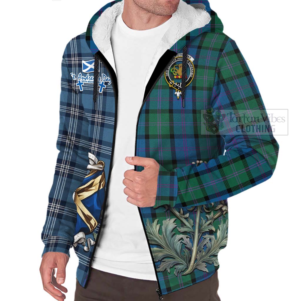 MacThomas (McThomas) Tartan Sherpa Hoodie Happy St. Andrew's Day Half Tartan Style Unisex - Tartan Vibes Clothing