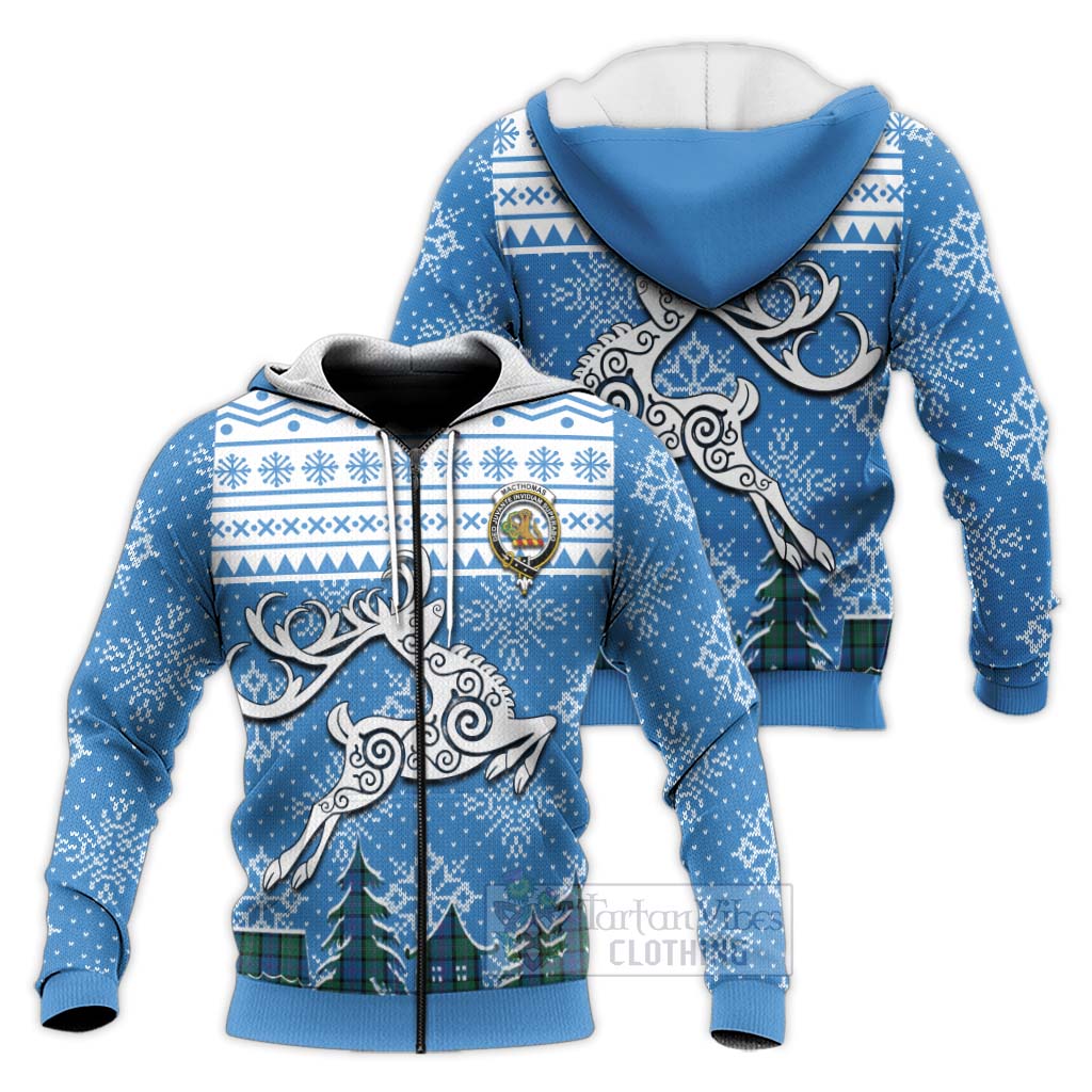 MacThomas (McThomas) Clan Christmas Knitted Hoodie Celtic Reindeer Style Unisex - Tartan Vibes Clothing