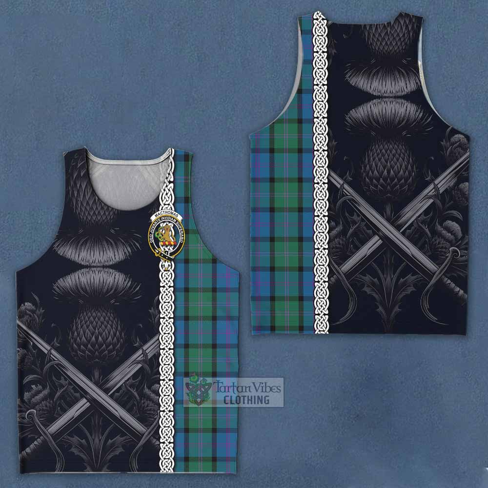 MacThomas (McThomas) Tartan Men's Tank Top with Family Crest Cross Sword Thistle Celtic Vibes - Tartan Vibes Clothing