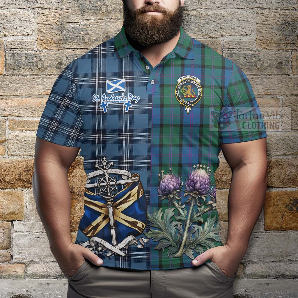 MacThomas (McThomas) Tartan Polo Shirt Happy St. Andrew's Day Half Tartan Style - Tartan Vibes Clothing