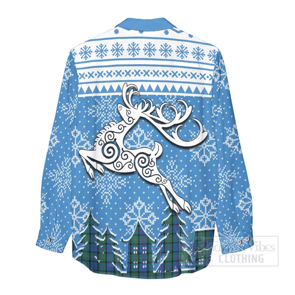 MacThomas (McThomas) Clan Christmas Women's Casual Shirt Celtic Reindeer Style - Tartan Vibes Clothing