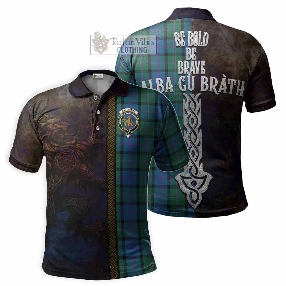 MacThomas (McThomas) Tartan Family Crest Polo Shirt Alba Gu Brath Be Brave Lion Ancient Style - Tartan Vibes Clothing