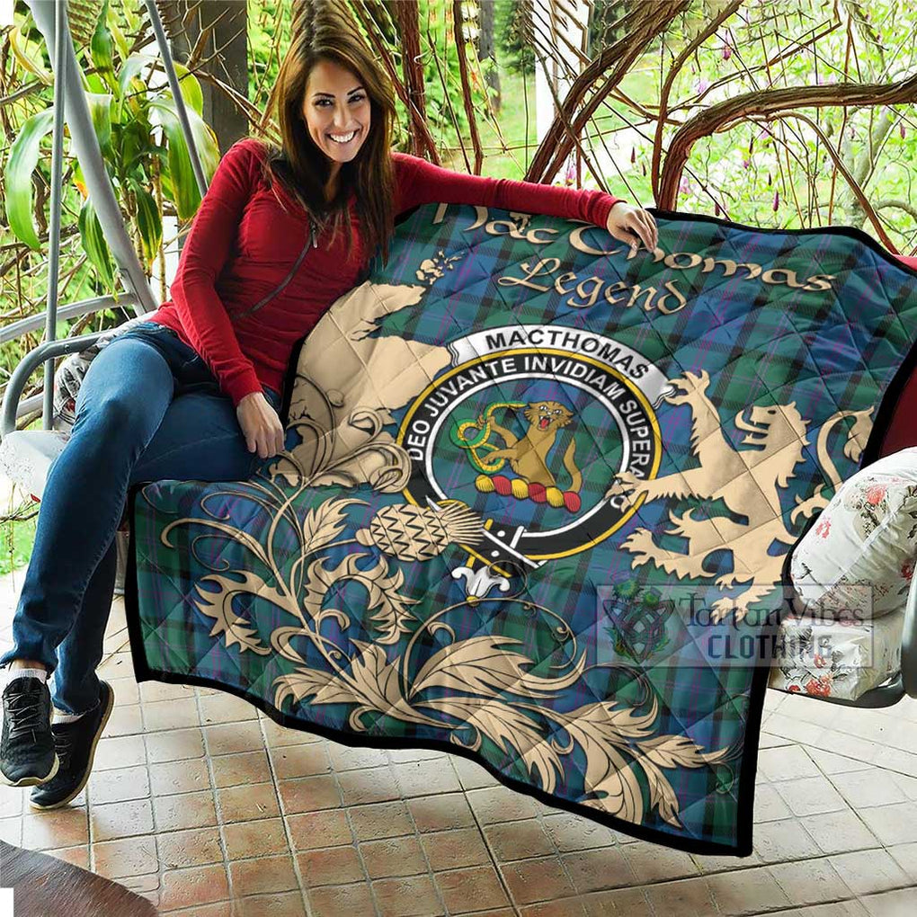 Tartan Vibes Clothing MacThomas (McThomas) Tartan Quilt with Family Crest and Scottish Symbol Style