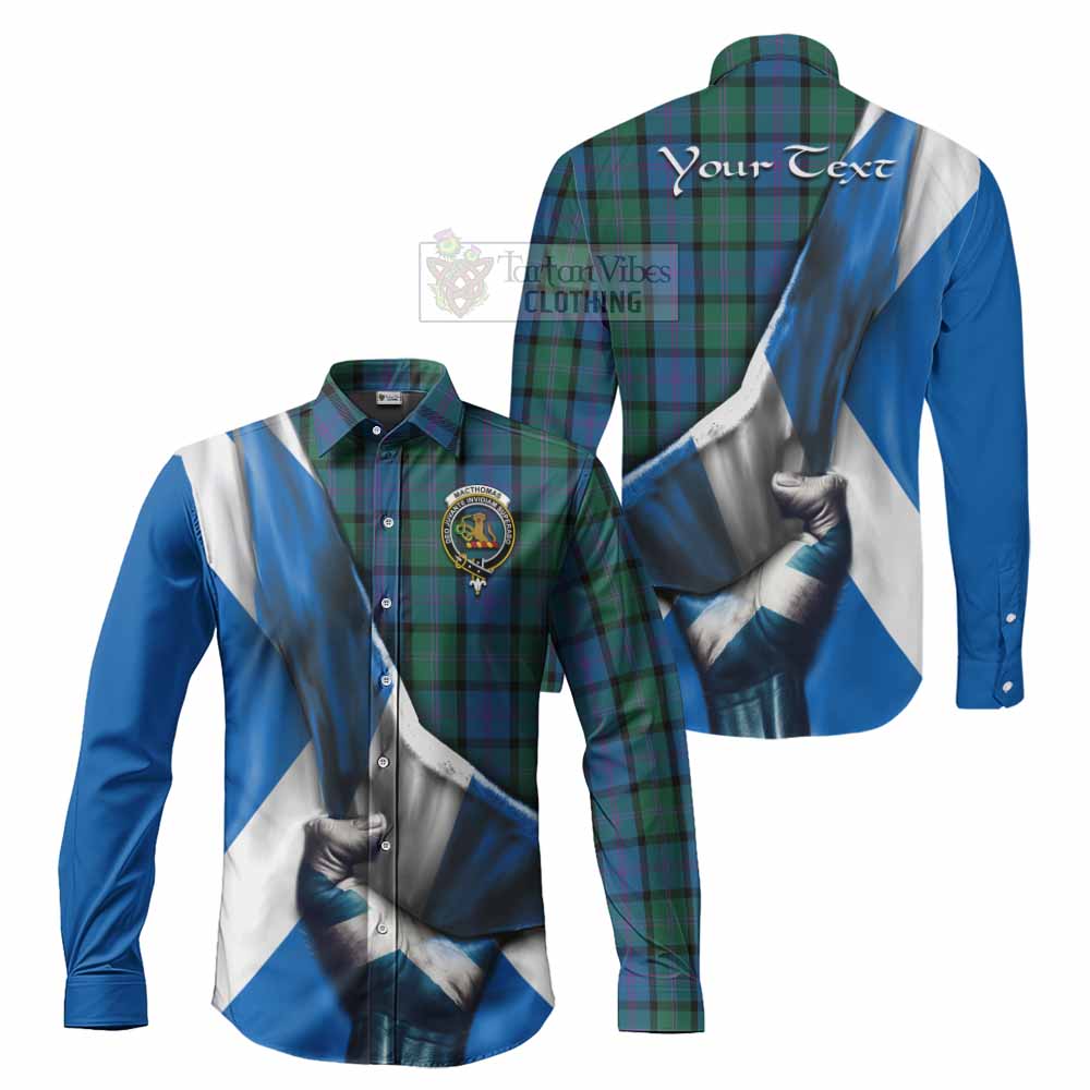 MacThomas (McThomas) Tartan Long Sleeve Button Shirt with Family Crest Scotland Patriotic Style - Tartan Vibes Clothing